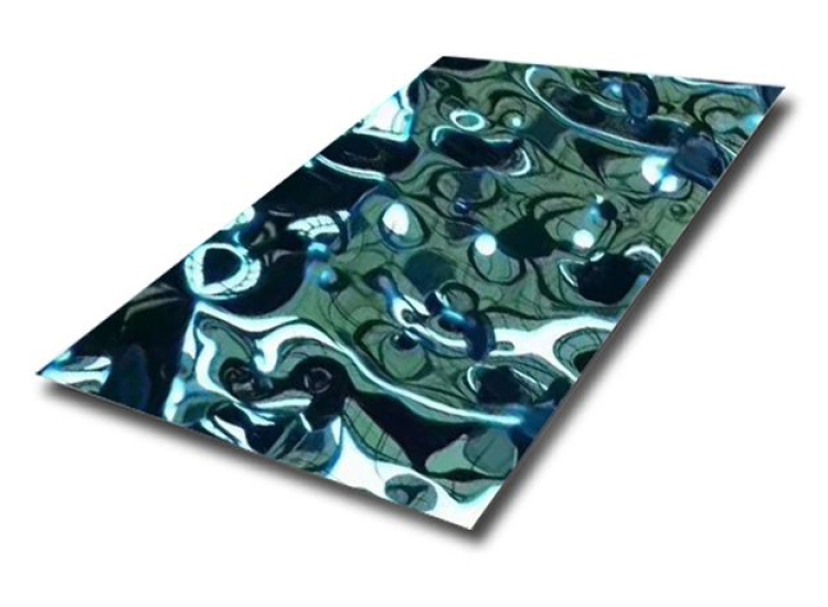 TẤM INOX 3D SÓNG NƯỚC MÀU XANH GƯƠNG