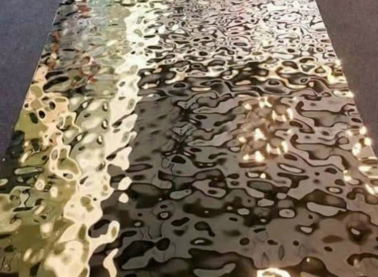 TẤM INOX 3D SÓNG NƯỚC MÀU VÀNG HỒNG